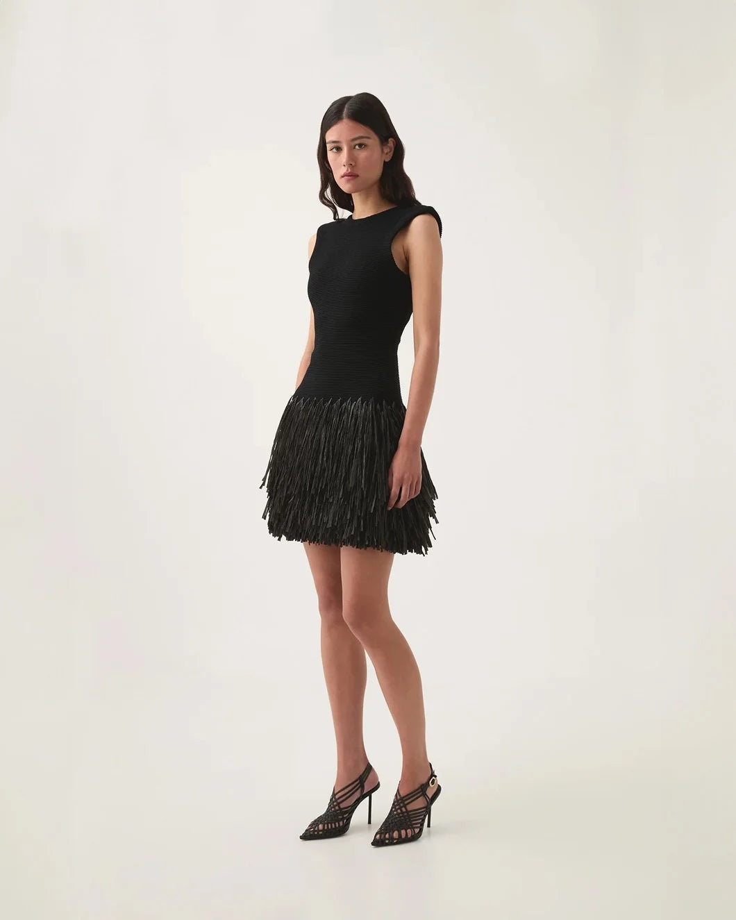 RUSHES RAFFIA KNIT MINI DRESS - 3