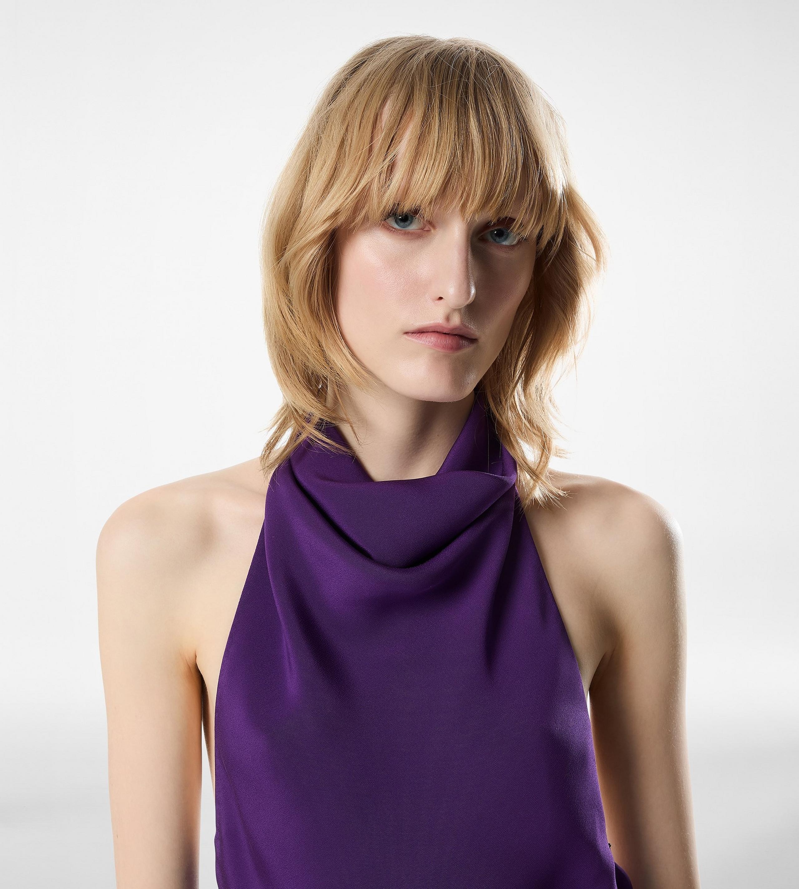 HALTERNECK SILK COCKTAIL DRESS WITH OPEN BACK - 2