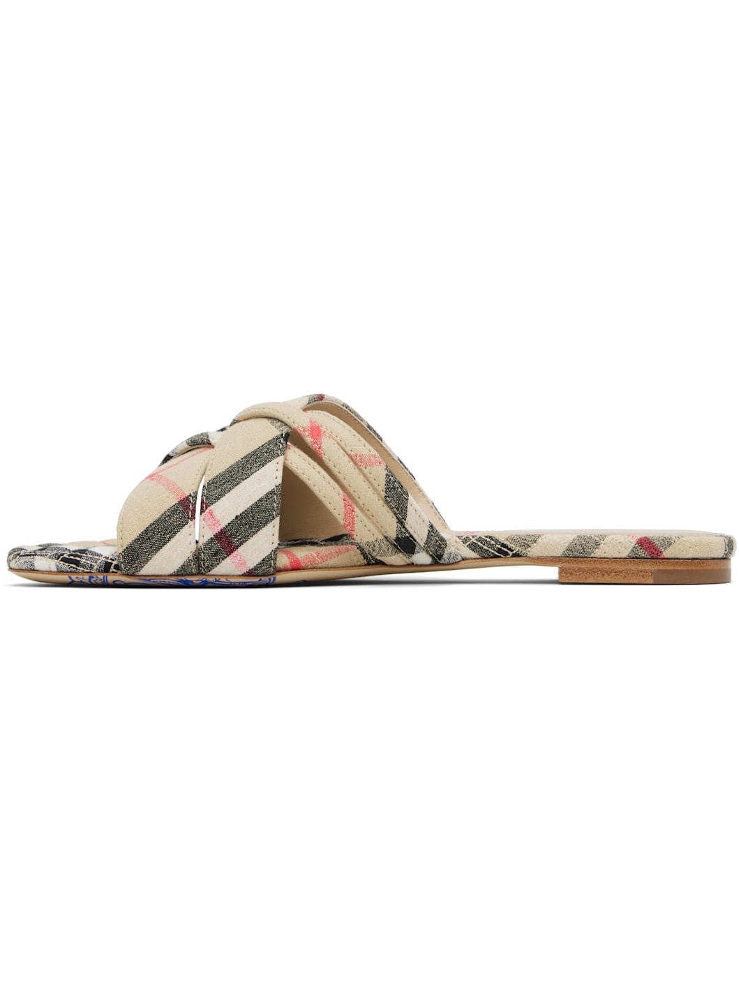 Beige Check Cabana Slides - 3