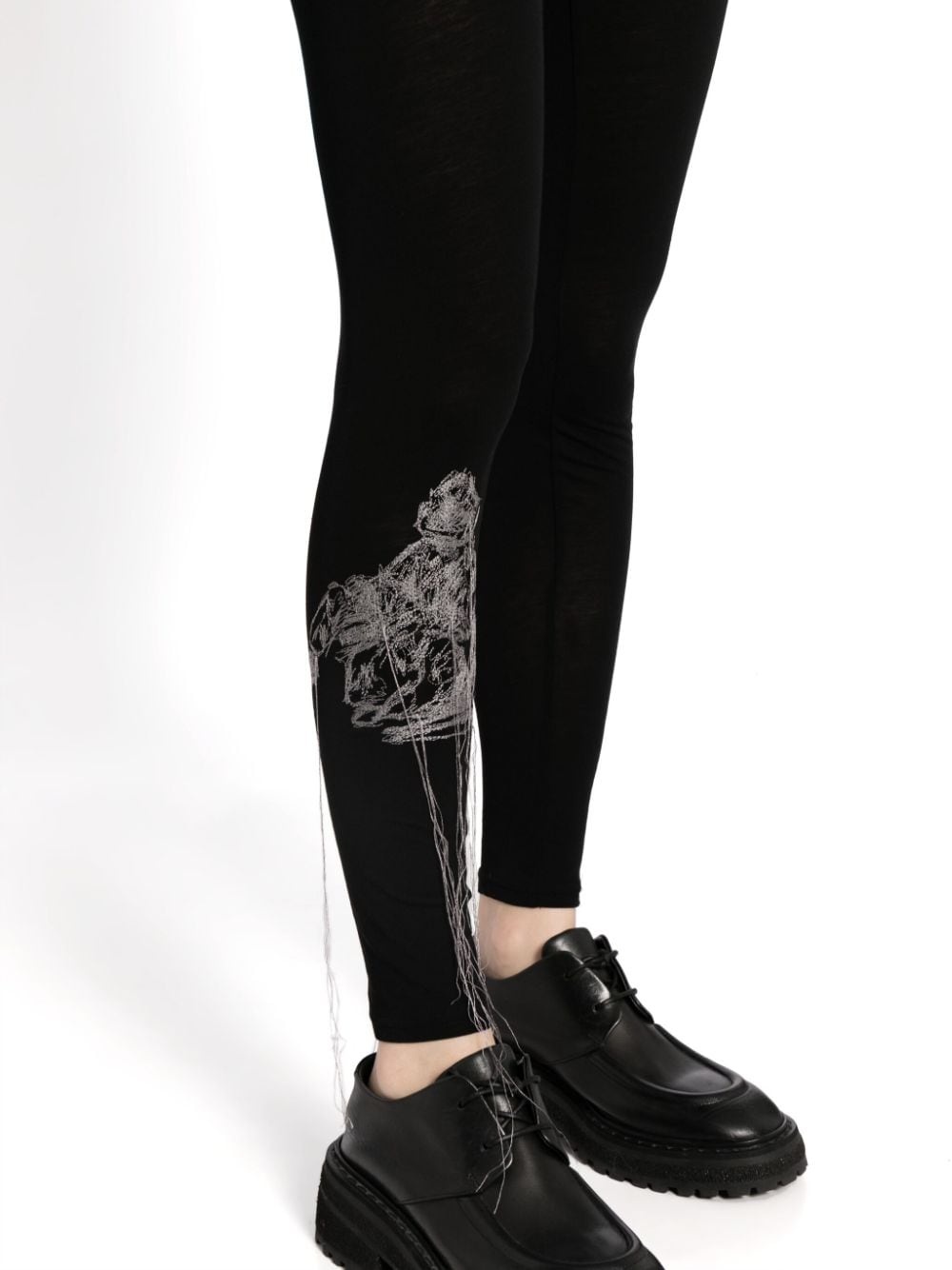 decorative-stitching cotton leggings - 5