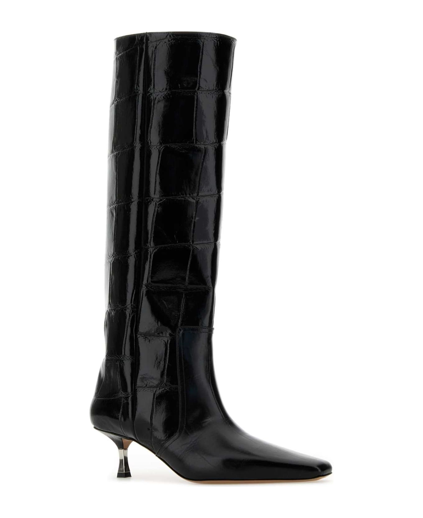 Black Leather Bettina Boots - 2