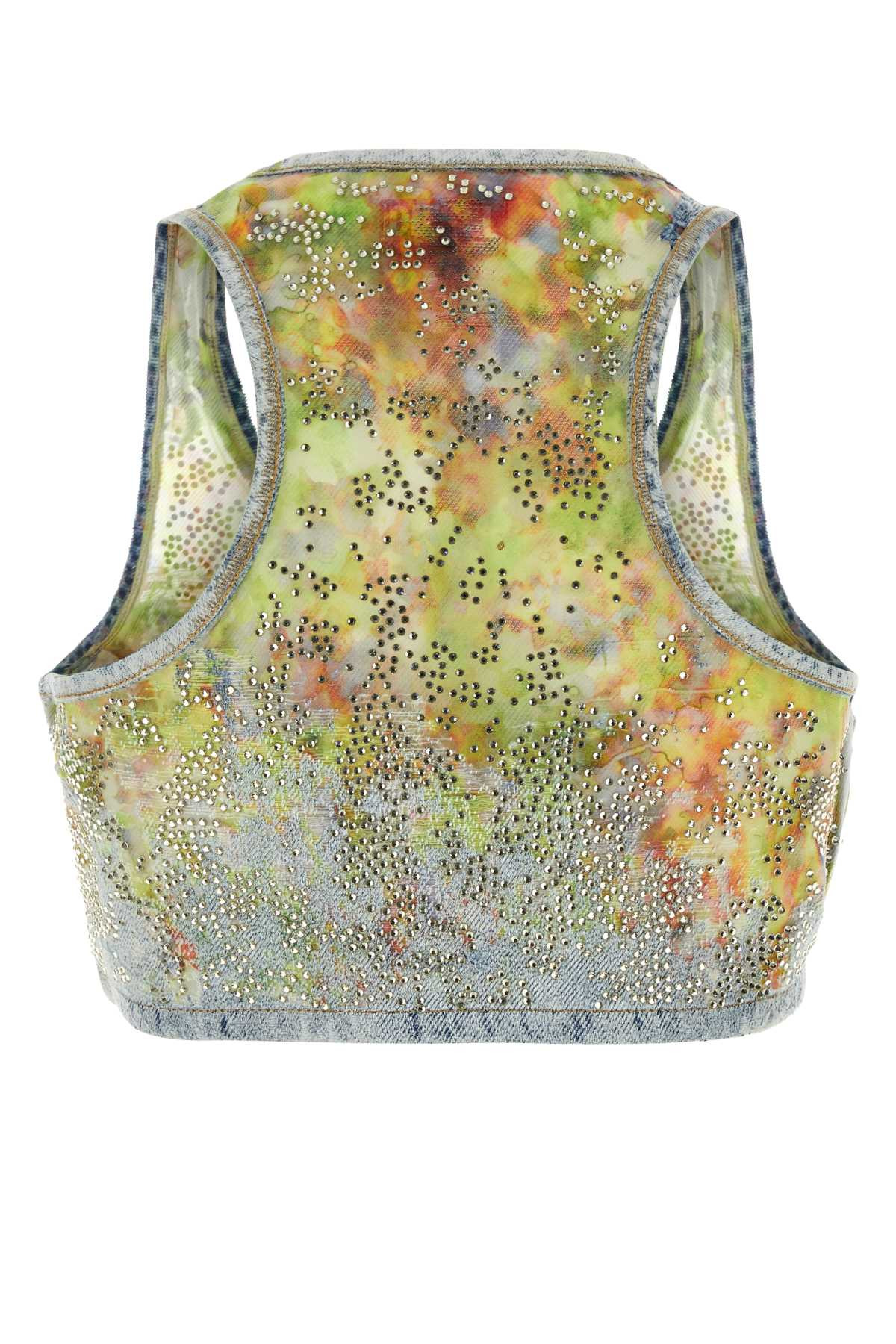 Diesel Women Embellished Denim De-Detop-Fse Crop-Top - 2