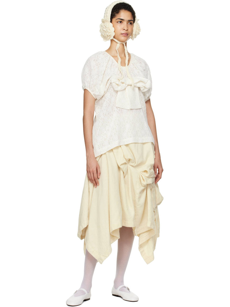 TAO Comme Des Garçons Off-White Wool Midi Skirt outlook