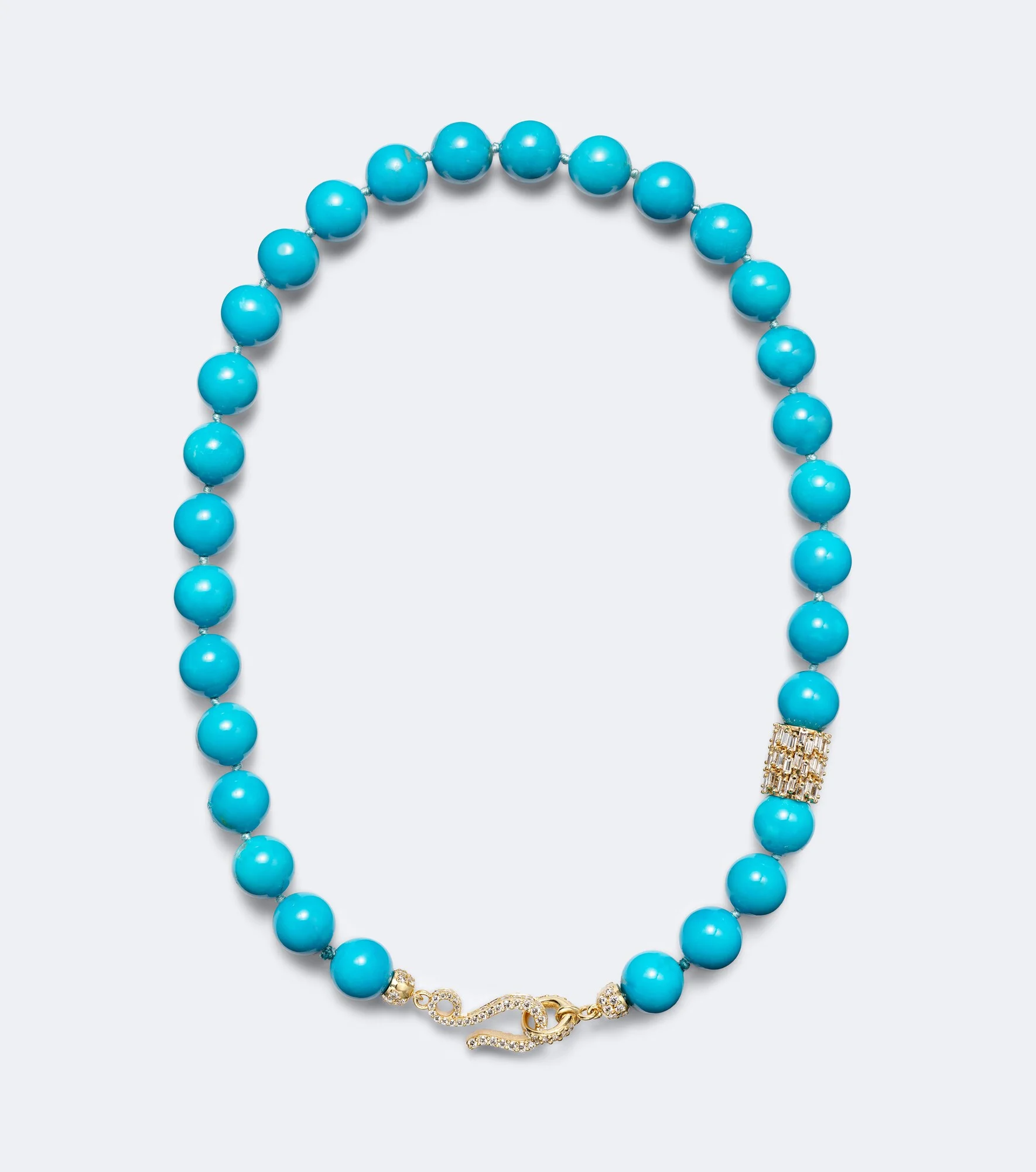 18kt gold necklace with turquoise and diamonds - 1