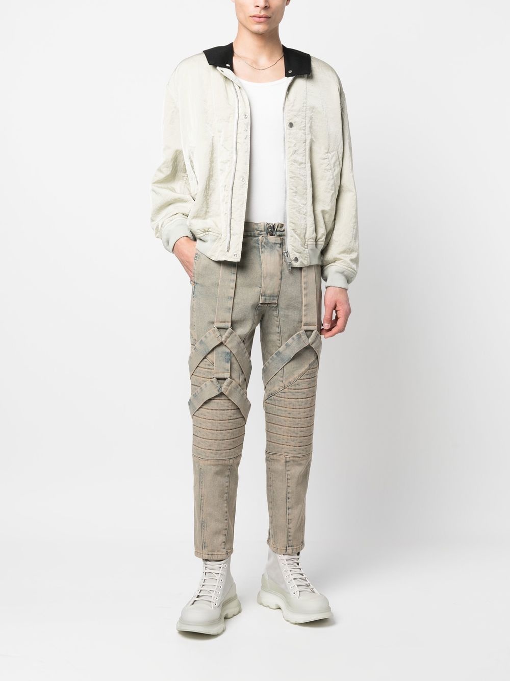 STRAP-DESIGN SLIM-FIT JEANS - 4