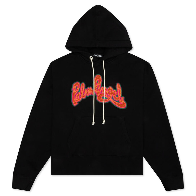 PALM ANGELS SEASONAL LOGO HOODIE - BLACK/ORANGE - 1