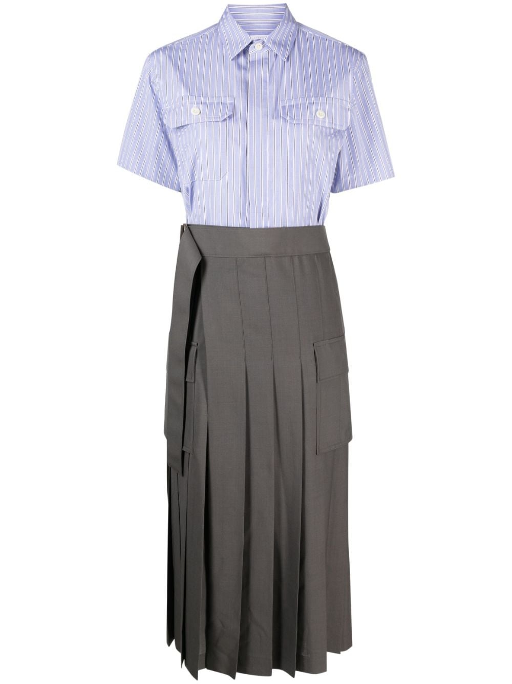 layered cut-out shirt dress - 1