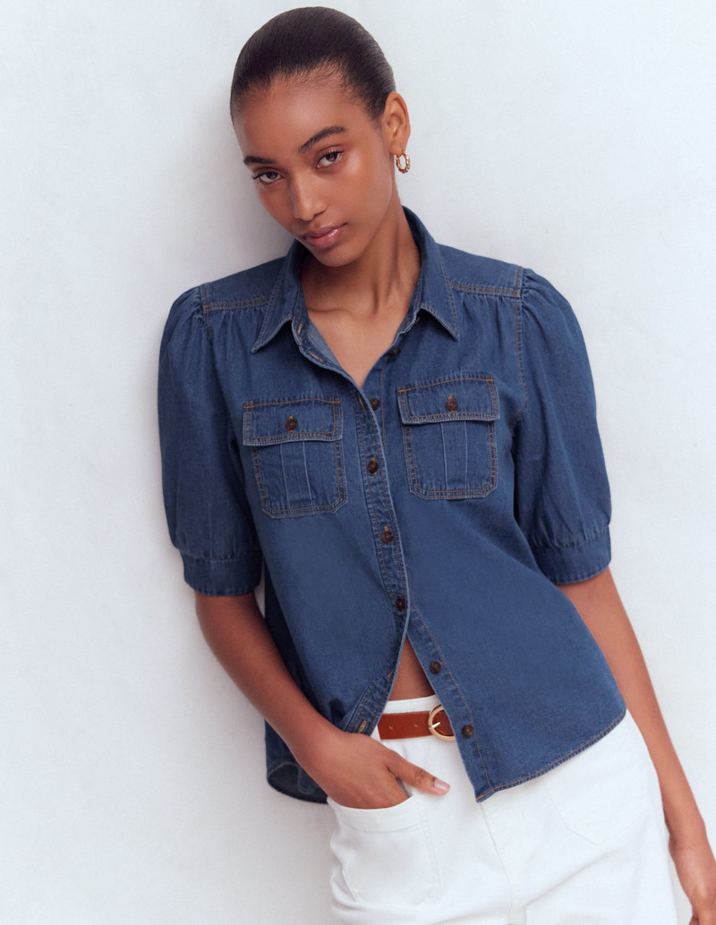 Short Sleeve Denim Top-Light Vintage 6