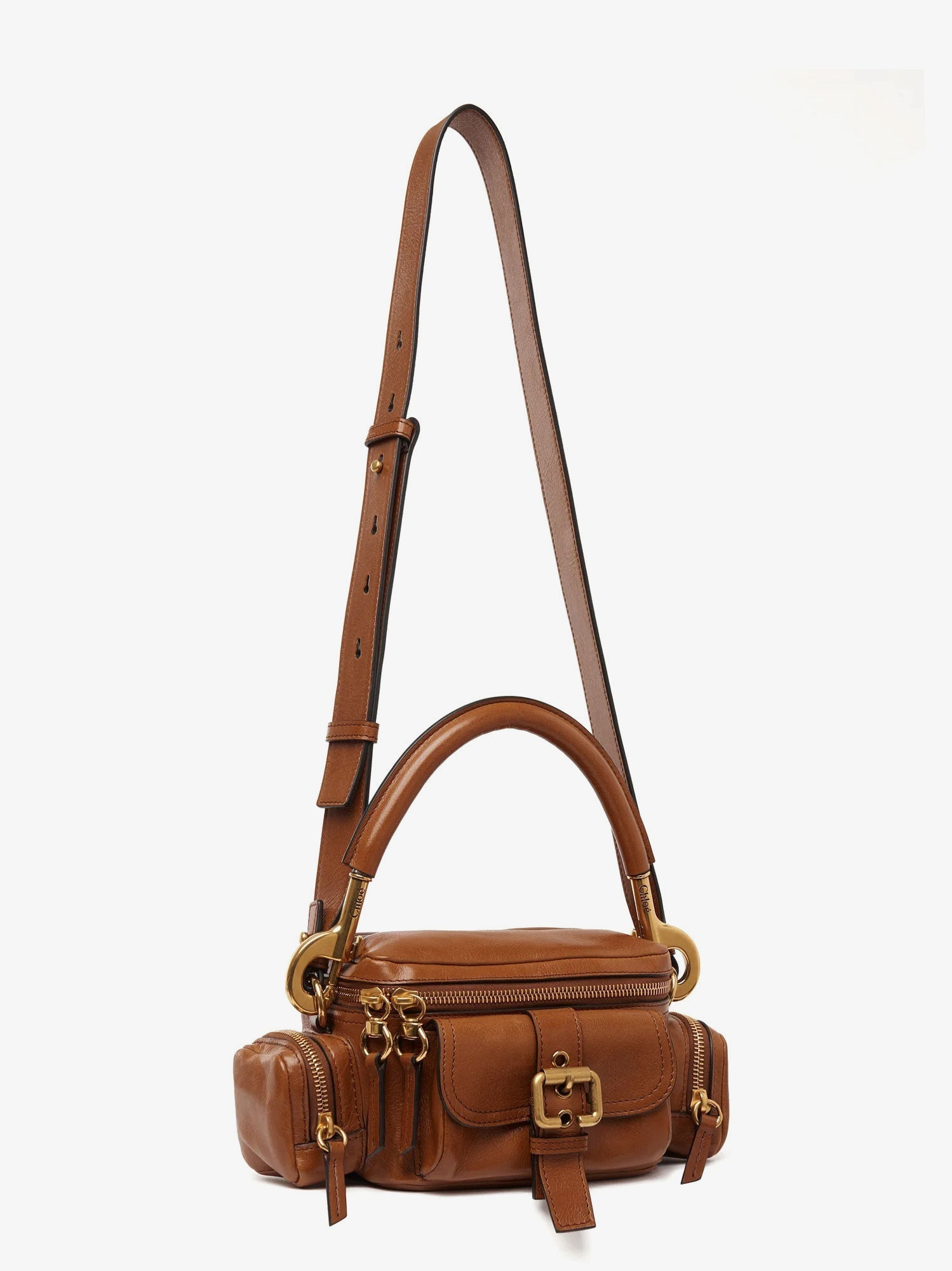 CHLOE' - Chloe' Small Double Carry Leather Bag With Multipocket Detail - 4