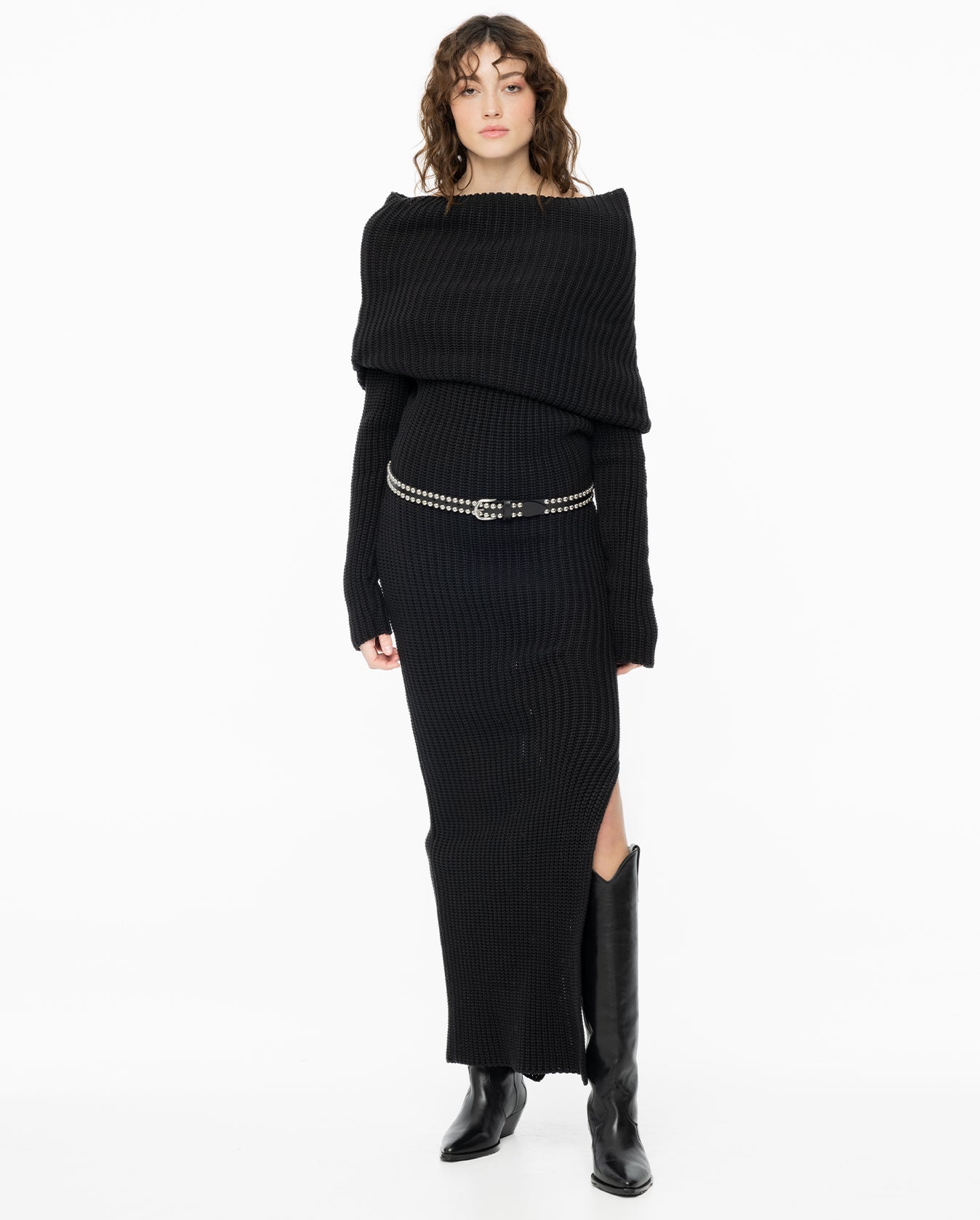 Knit Maxi Dress - Black - 5