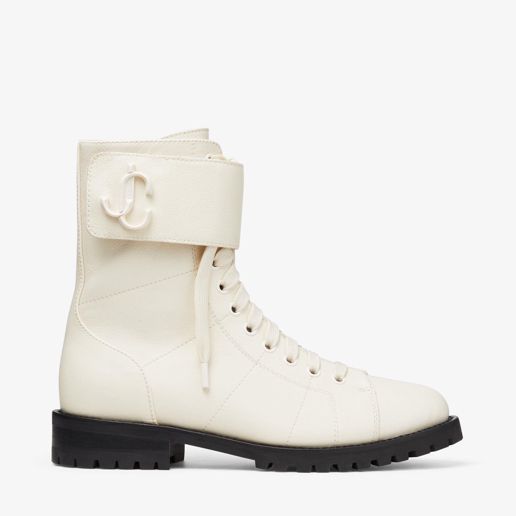 Ceirus Flat
Latte Soft Nappa Leather Combat Boots - 1
