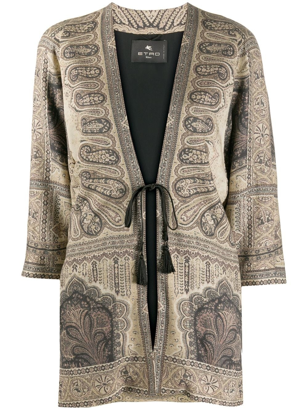 print mix tied-waist cardigan - 1