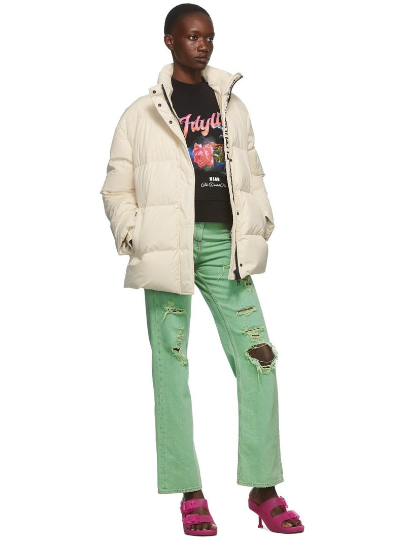 MSGM Green Distressed Jeans outlook