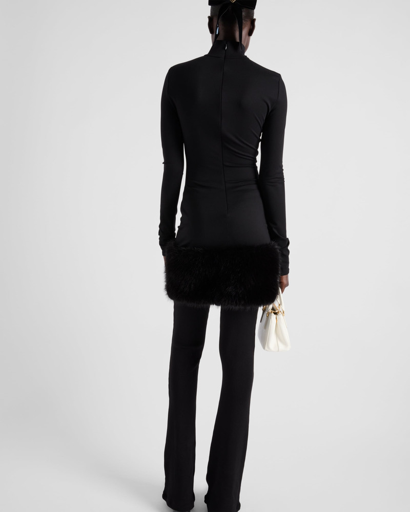 black dress above knee length A-Line V-Neck Knee-Length Black Homecoming Dress with Beading PD037