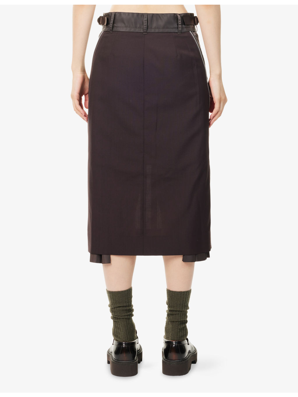 Pleated Regular-Fit Woven Midi Skirt - 4