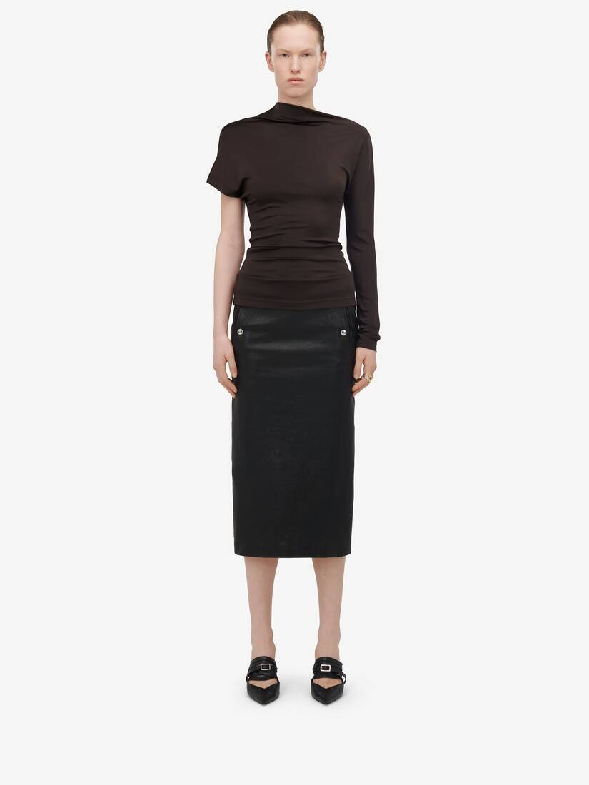 Women's Asymmetric Top in Ebony - 3