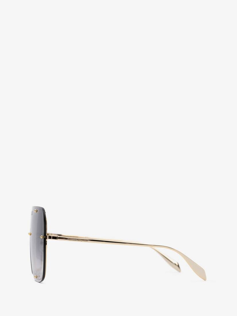 Alexander McQueen Studs Mask Sunglasses in Gold outlook