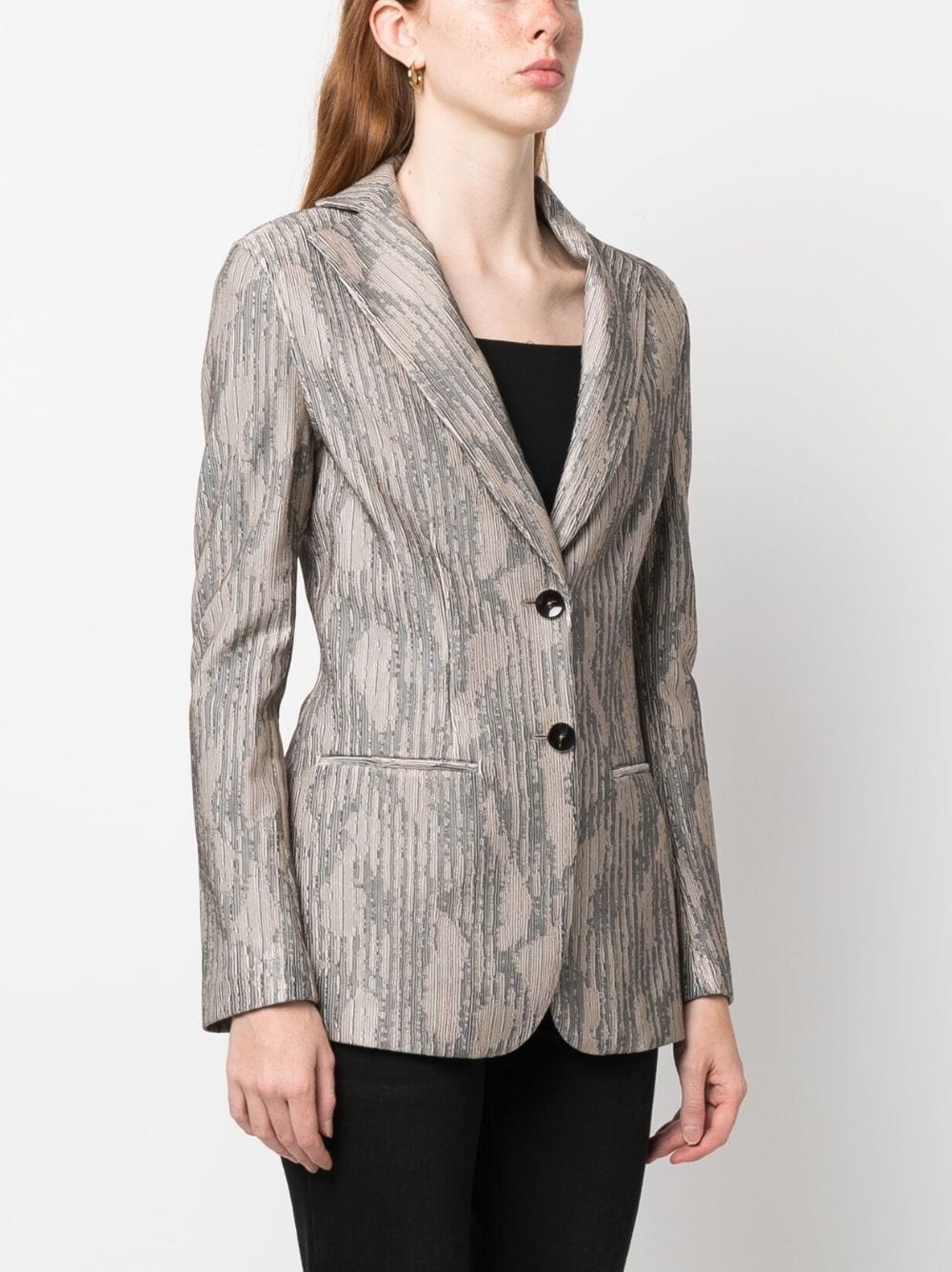 single-breasted jacquard blazer - 3