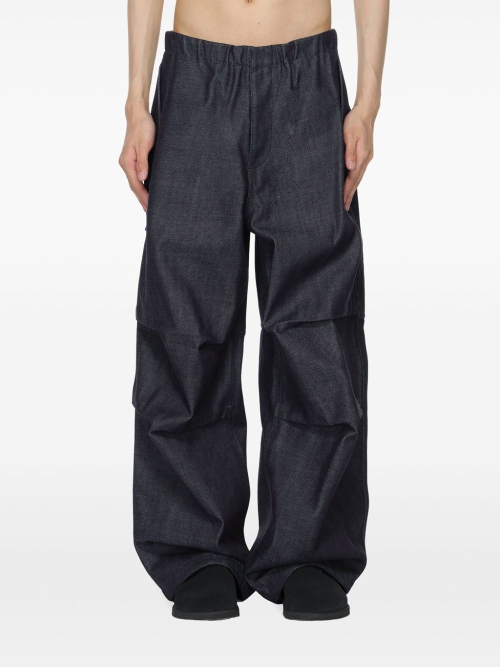 elasticated denim trousers - 3