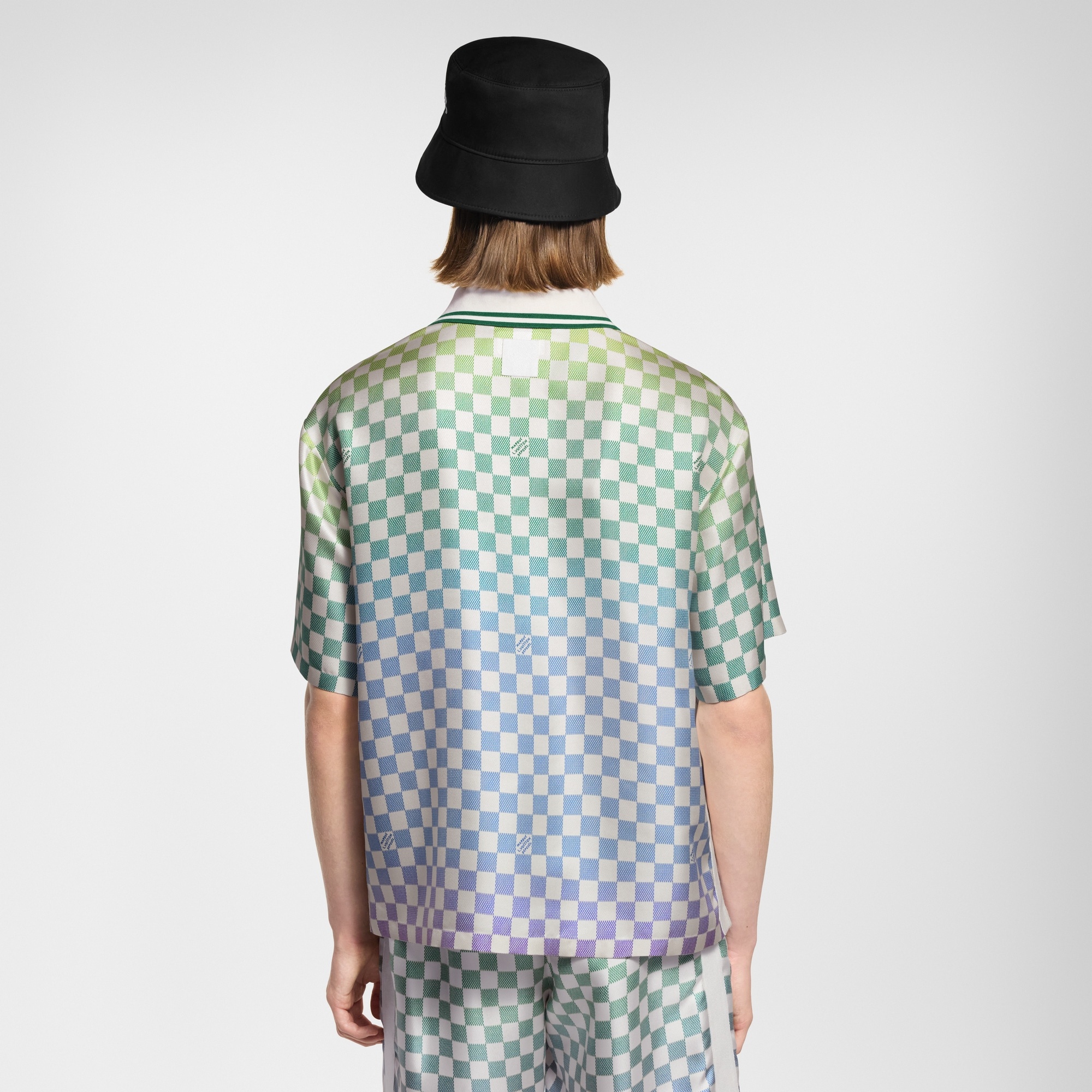 Damier Gradient Printed Silk Polo Shirt - 3