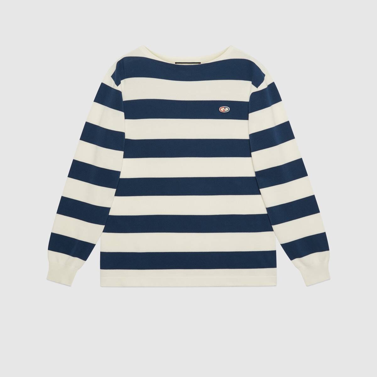 Striped knit cotton sweater with GG - 1