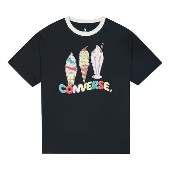 (WMNS) Converse Printing Sports Short Sleeve Black 10022853-A03 - 1