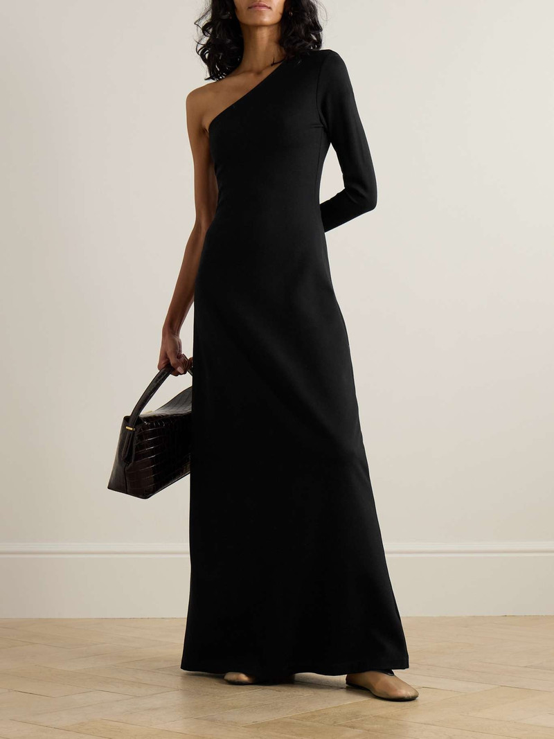 LESET Rio one-shoulder stretch-jersey maxi dress Black outlook