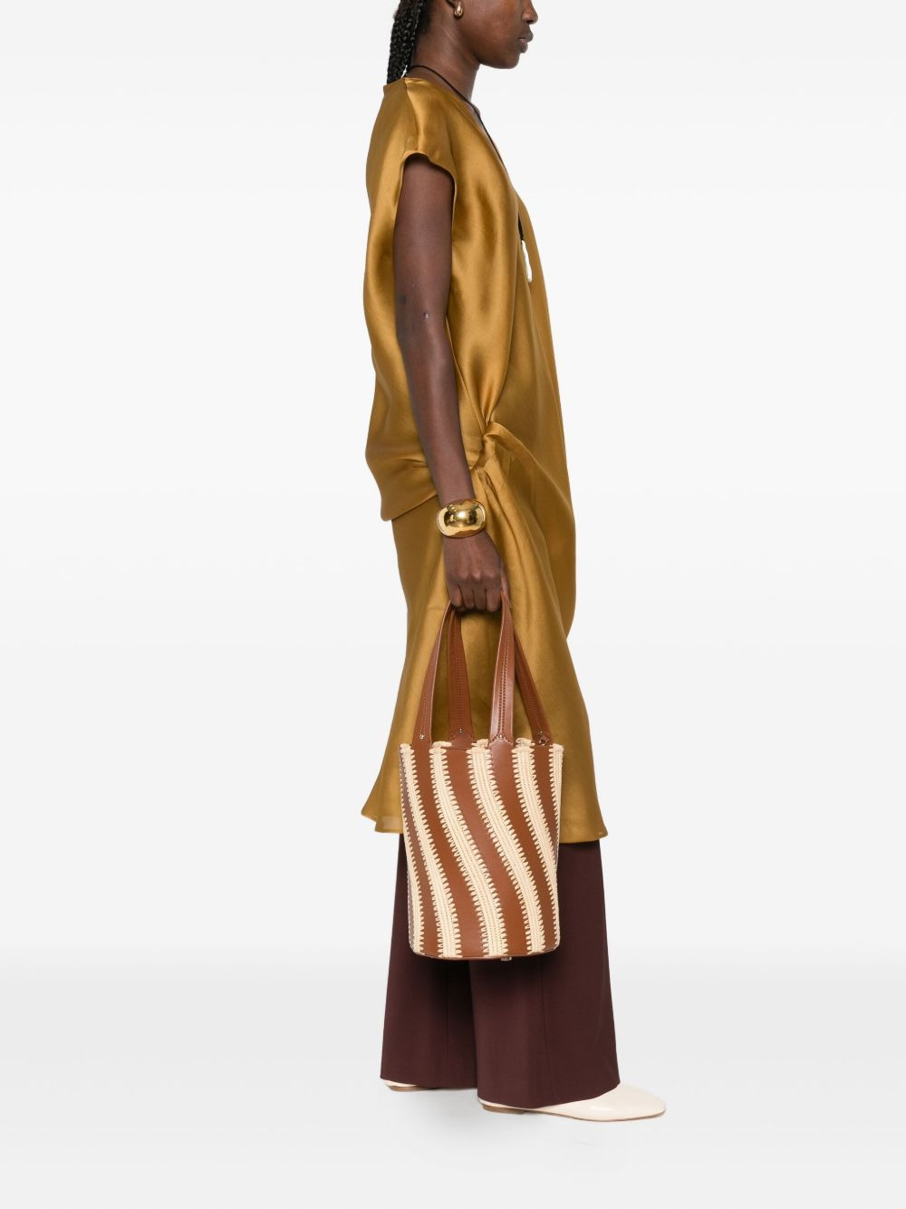 Talia raffia-leather bucket bag - 2