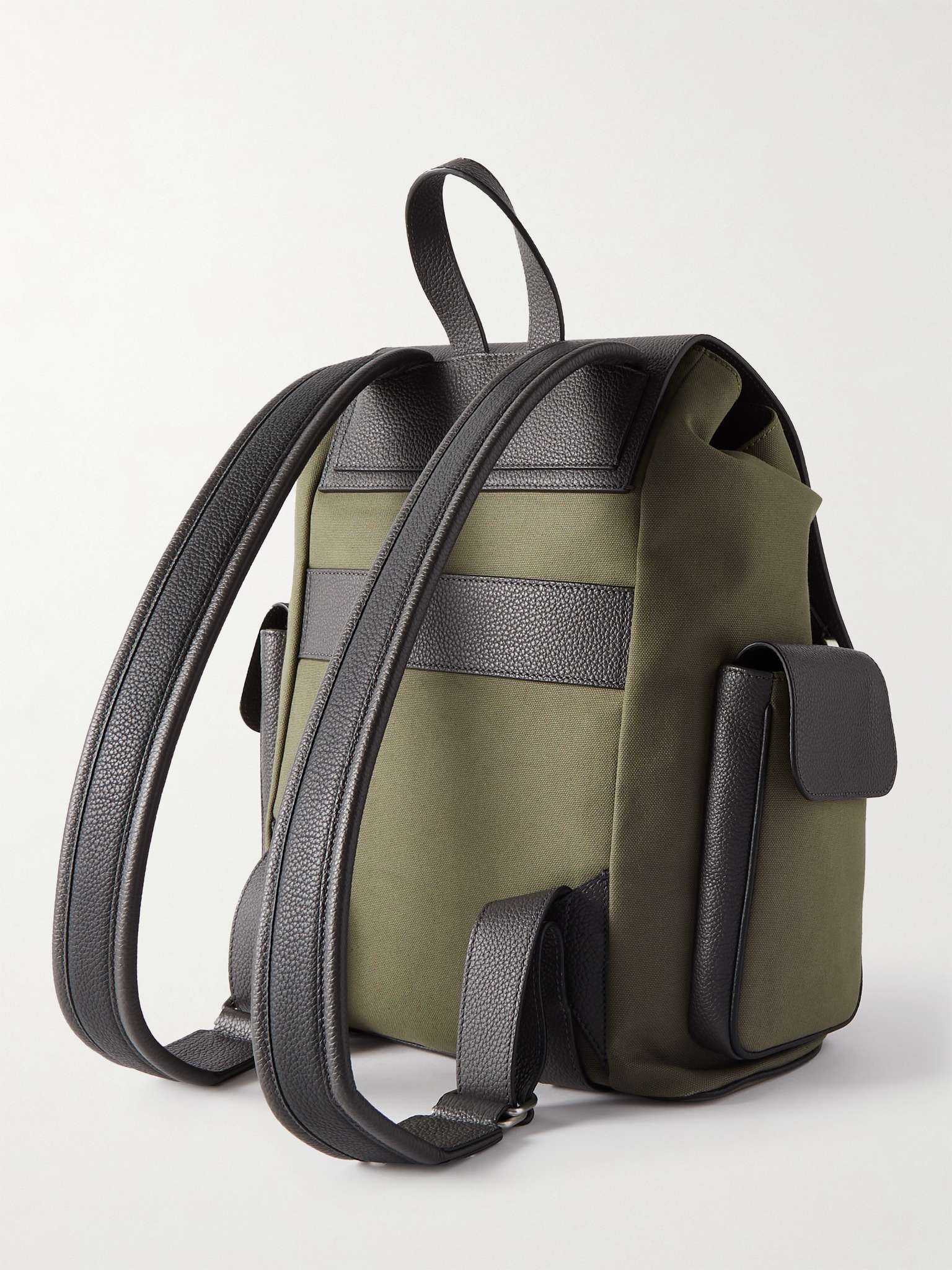 Leather-Panelled Canvas Backpack - 4