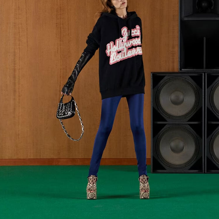 (WMNS) Gucci Hollywood Boulevard Sequinned Hooded Sweatshirt 'Black' 615061-XJEF8-1043 - 2