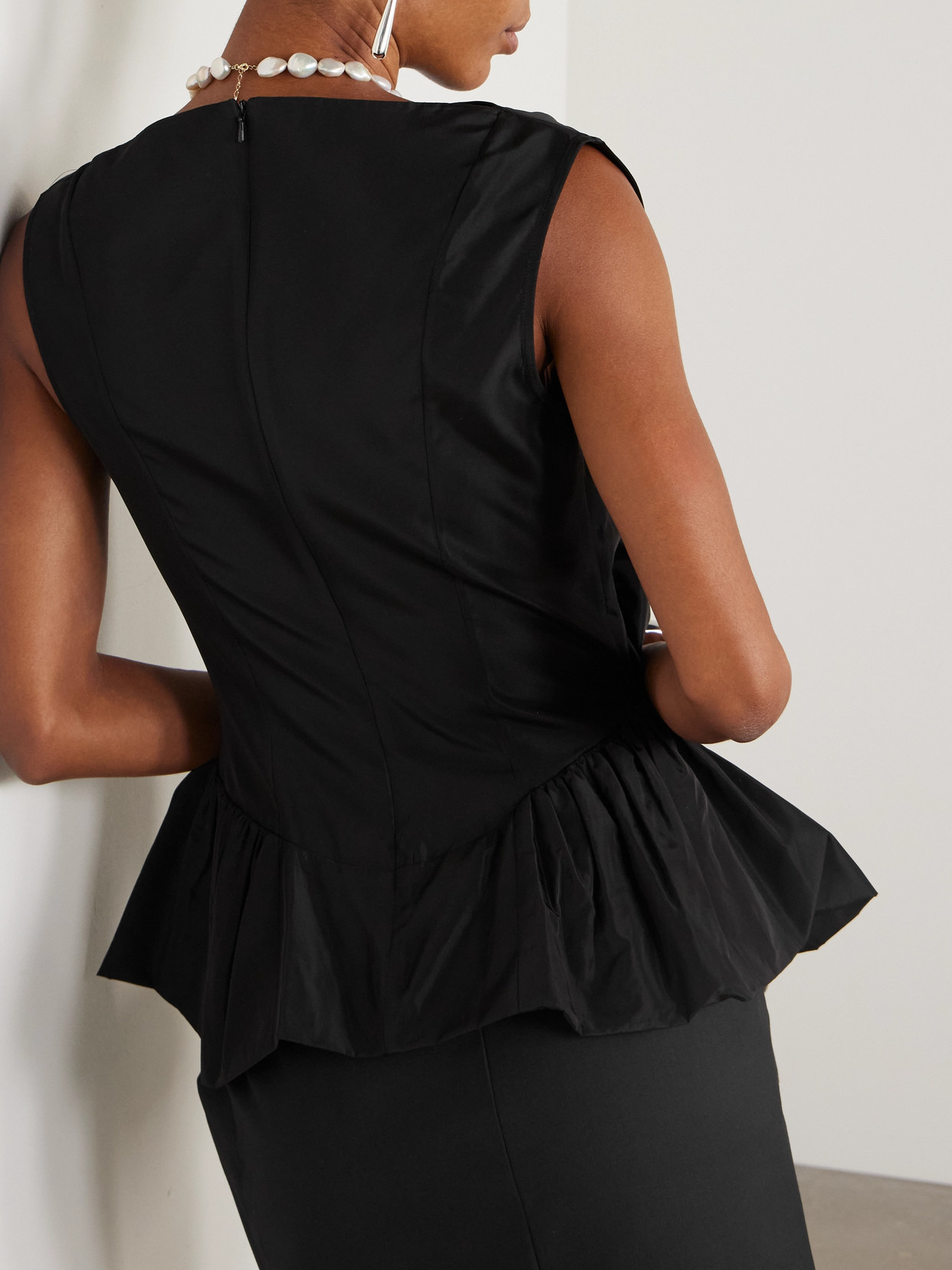Draped Taffeta Peplum Top - 3
