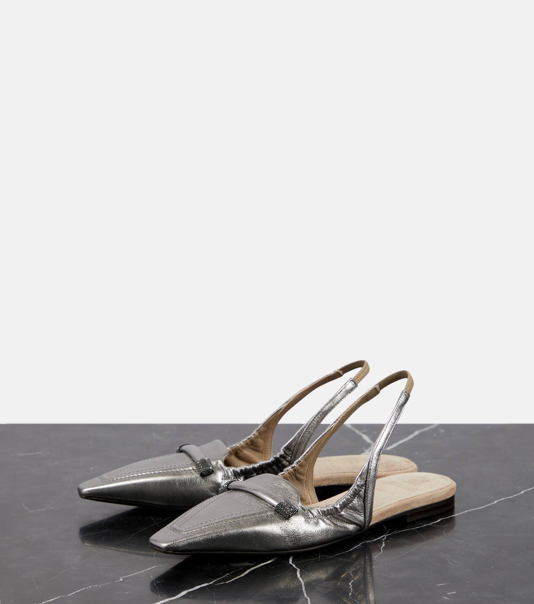 Metallic leather slingback flats - 5