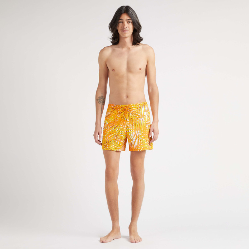 Vilebrequin Men Stretch Short Swim Trunks Palm Leaves outlook