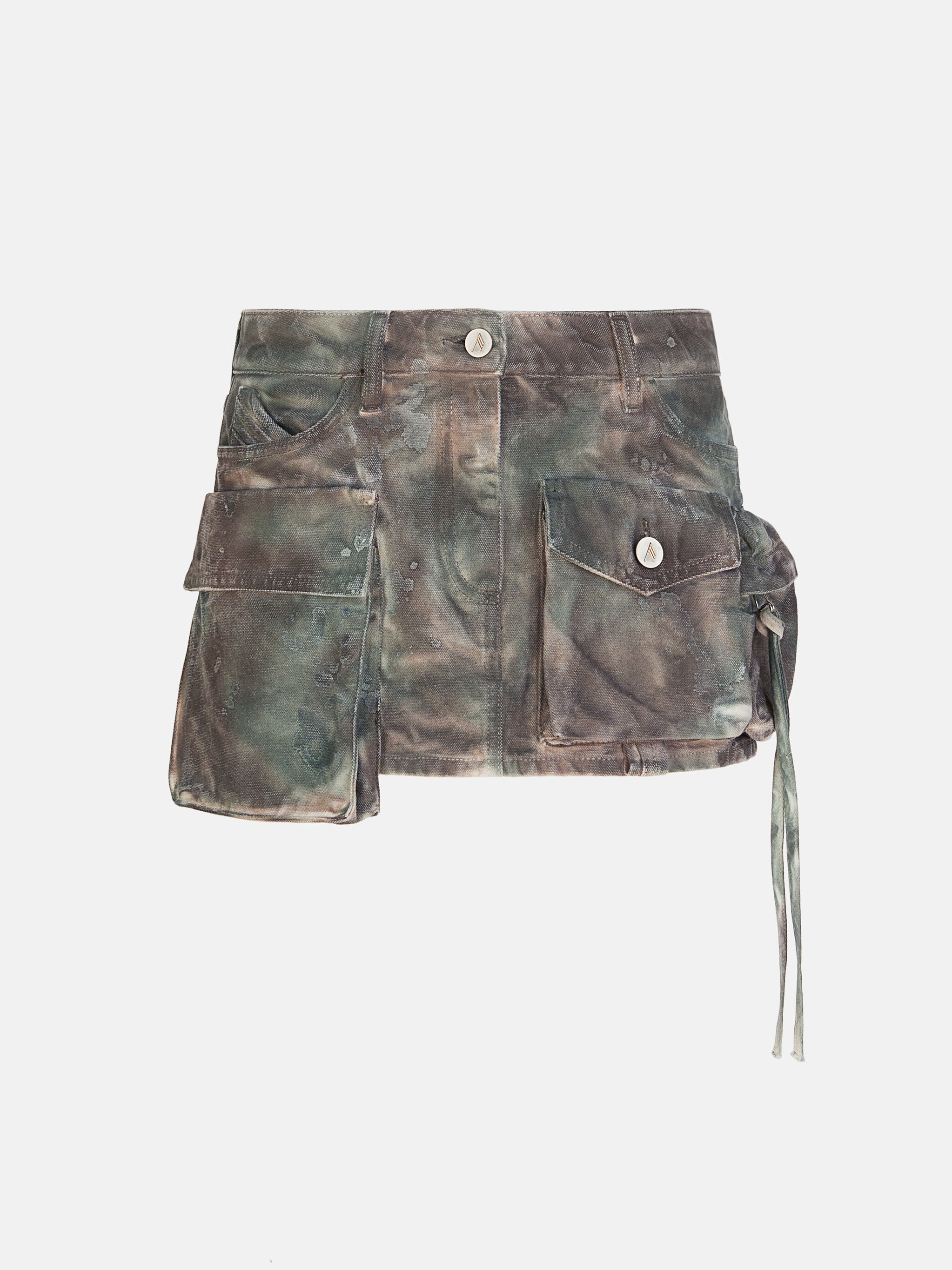''FAY'' STAINED GREEN CAMOUFLAGE MINI SKIRT - 1