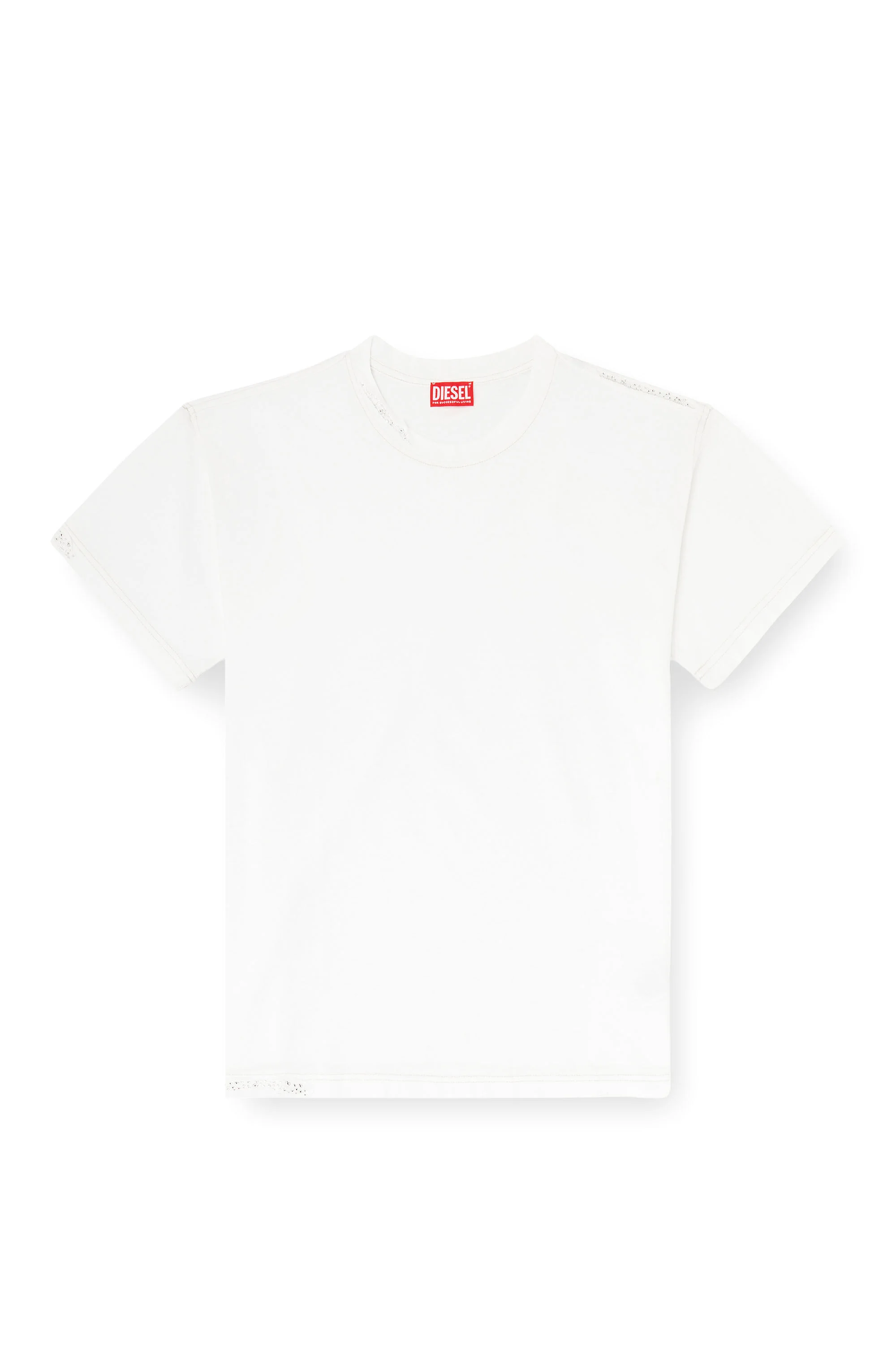 T-SHIRT WITH FRAYED EDGES AND CRYSTAL DETAILS - 1