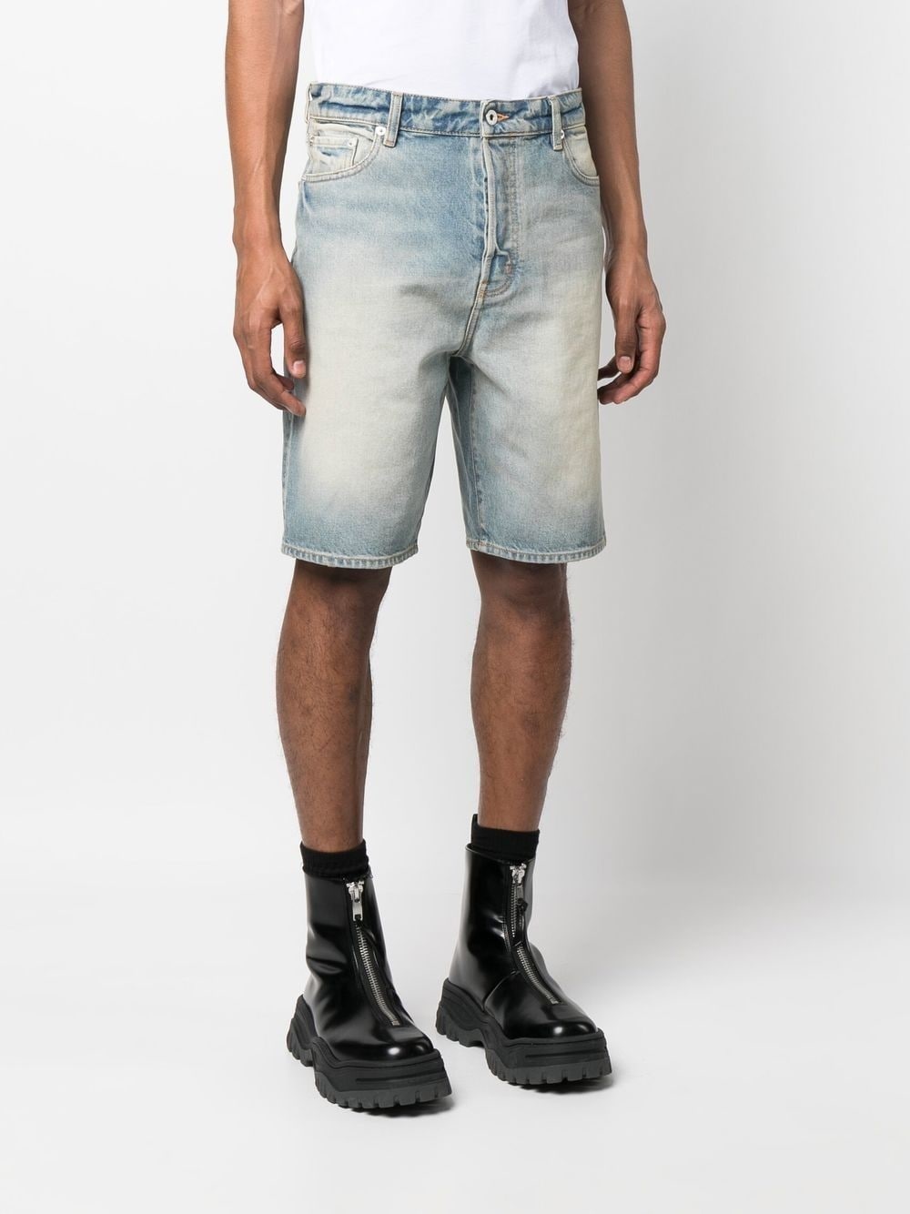 knee-length denim shorts - 3