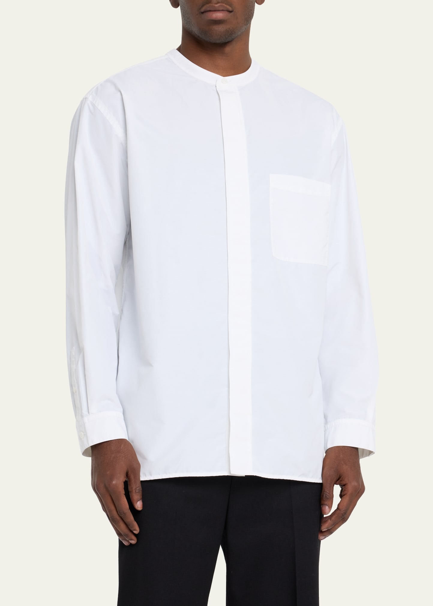Men's Band-Collar Relaxed Sport Shirt - 4