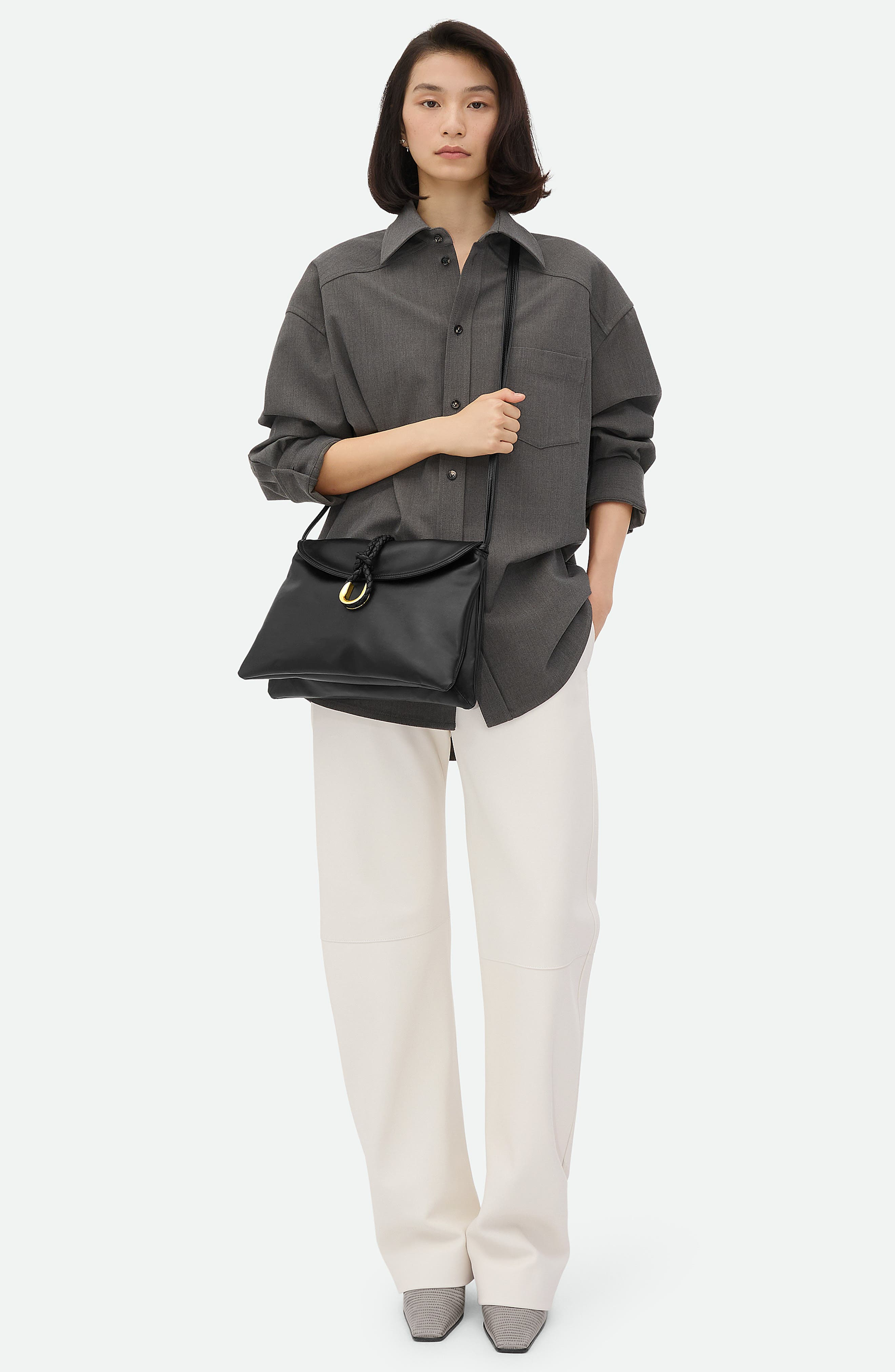 Bottega Veneta Medium Liberta Leather Shoulder Bag in Black-M Brass at Nordstrom - 3
