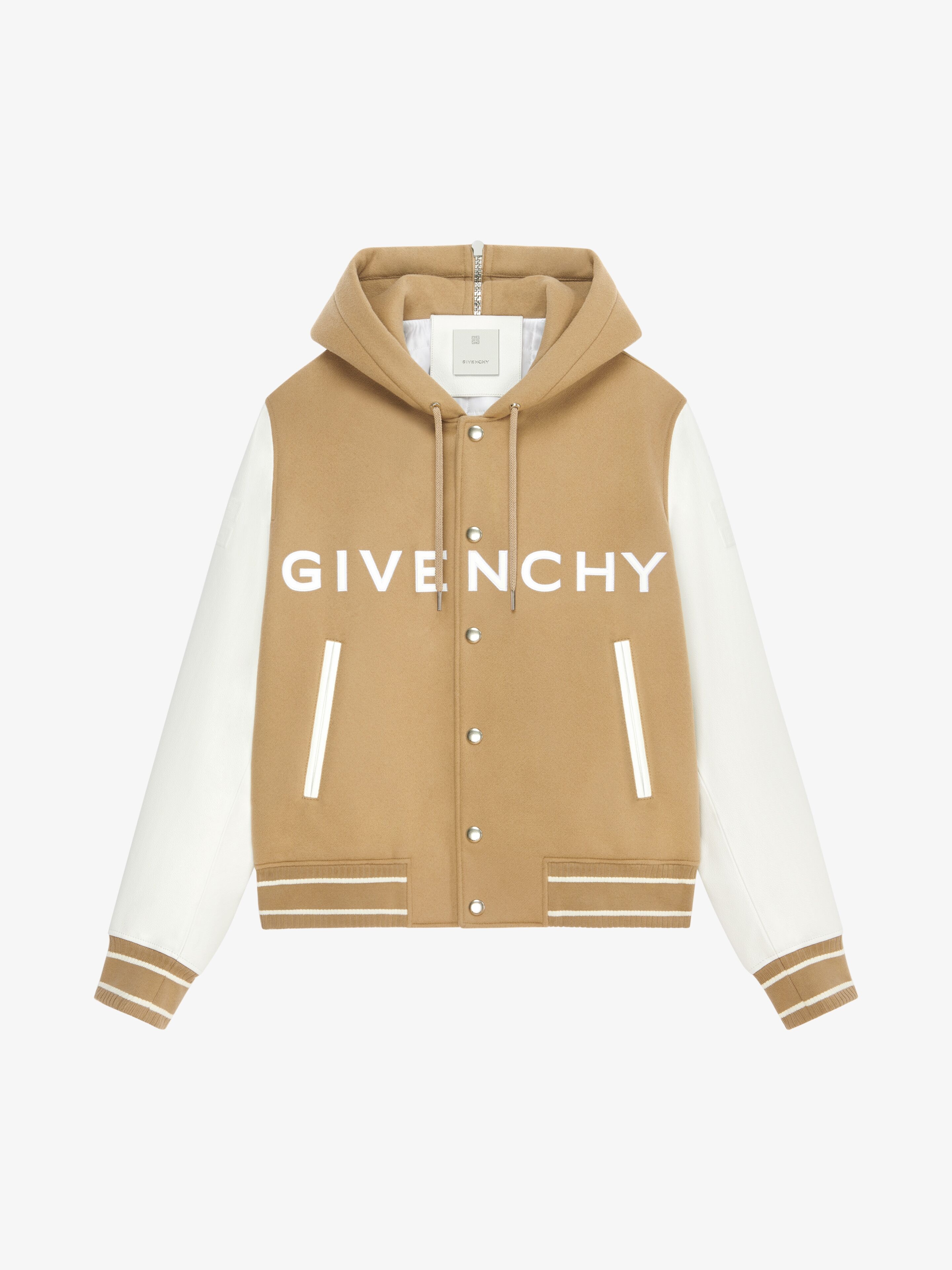 GIVENCHY HOODED VARSITY JACKET IN WOOL AND LEATHER - 1