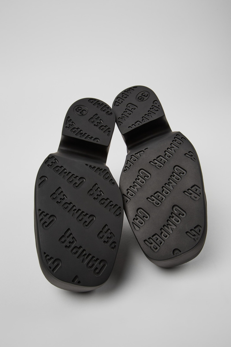 Billie Black Leather Sandals for Women. 5