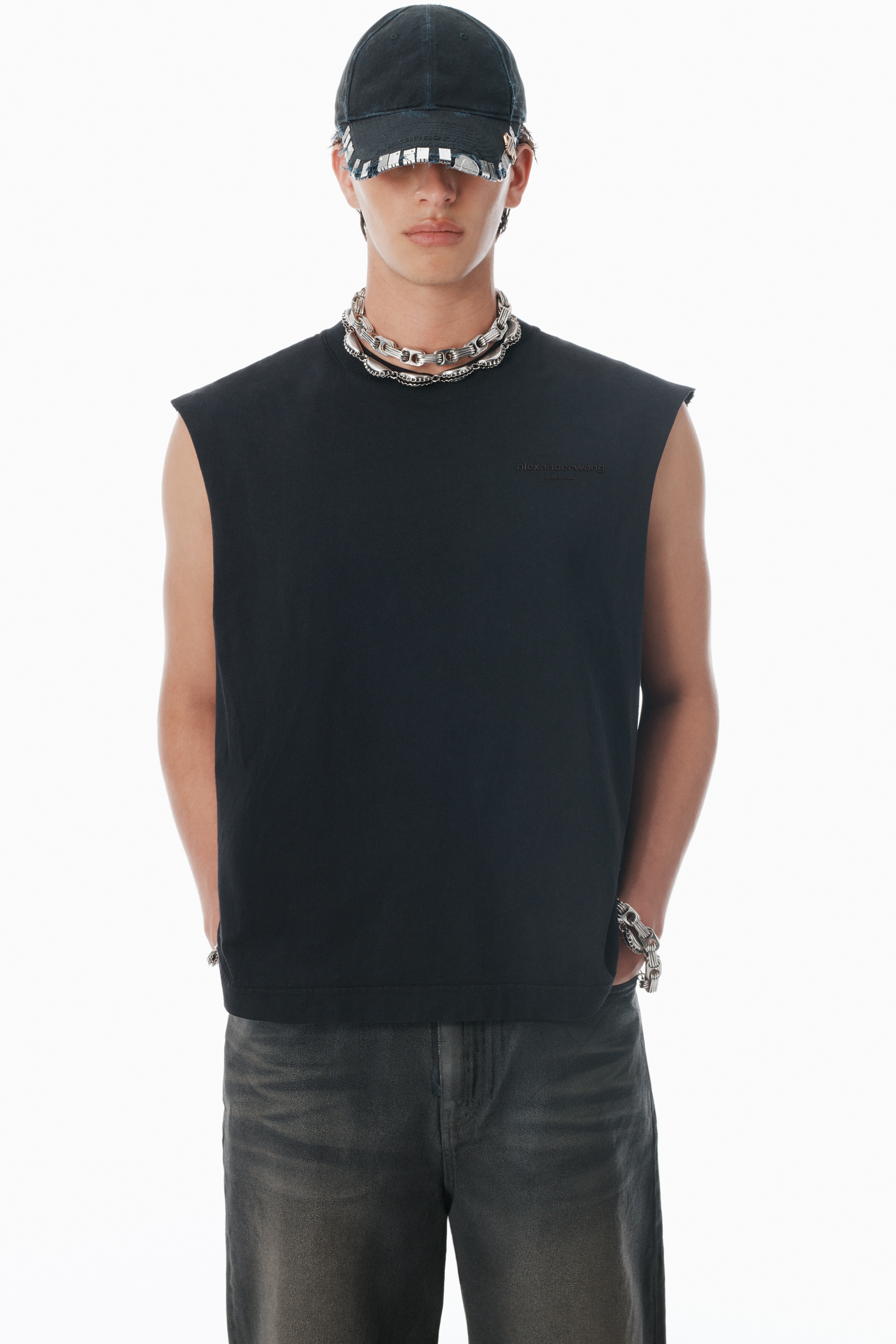Black Vintage Fade-Effect Muscle Tank - 3