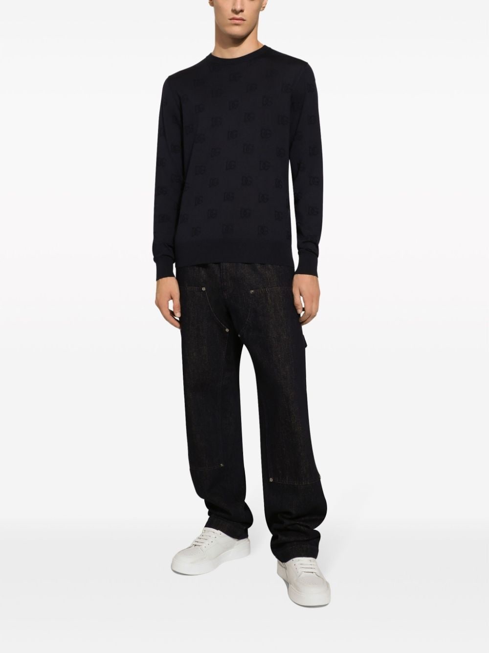 logo intarsia-knit silk jumper - 2