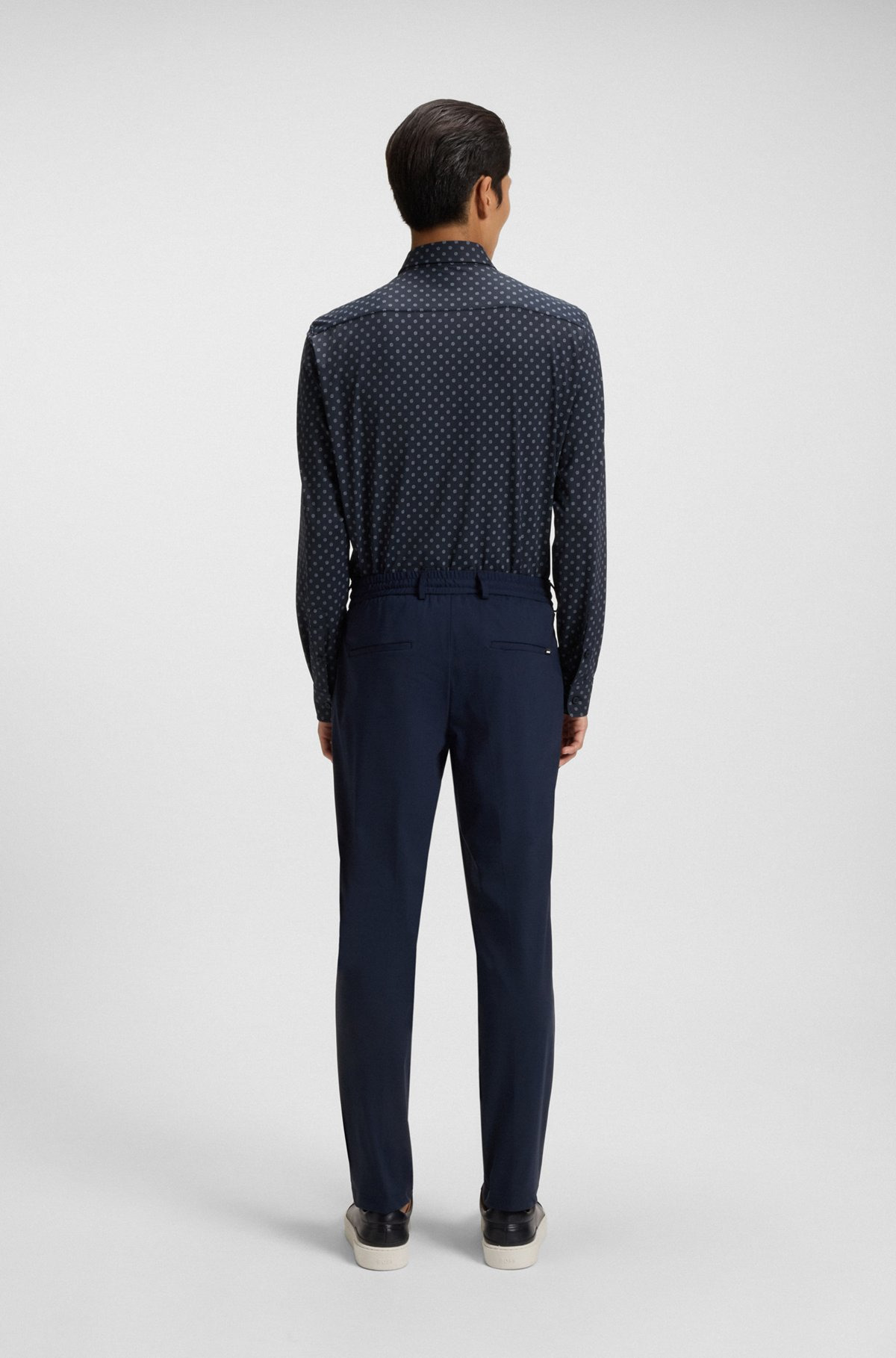 SLIM-FIT SHIRT IN PRINTED PERFORMANCE-STRETCH ITALIAN FABRIC - 5