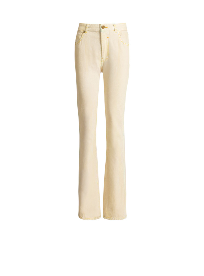 High-waisted faded denim jeans 1