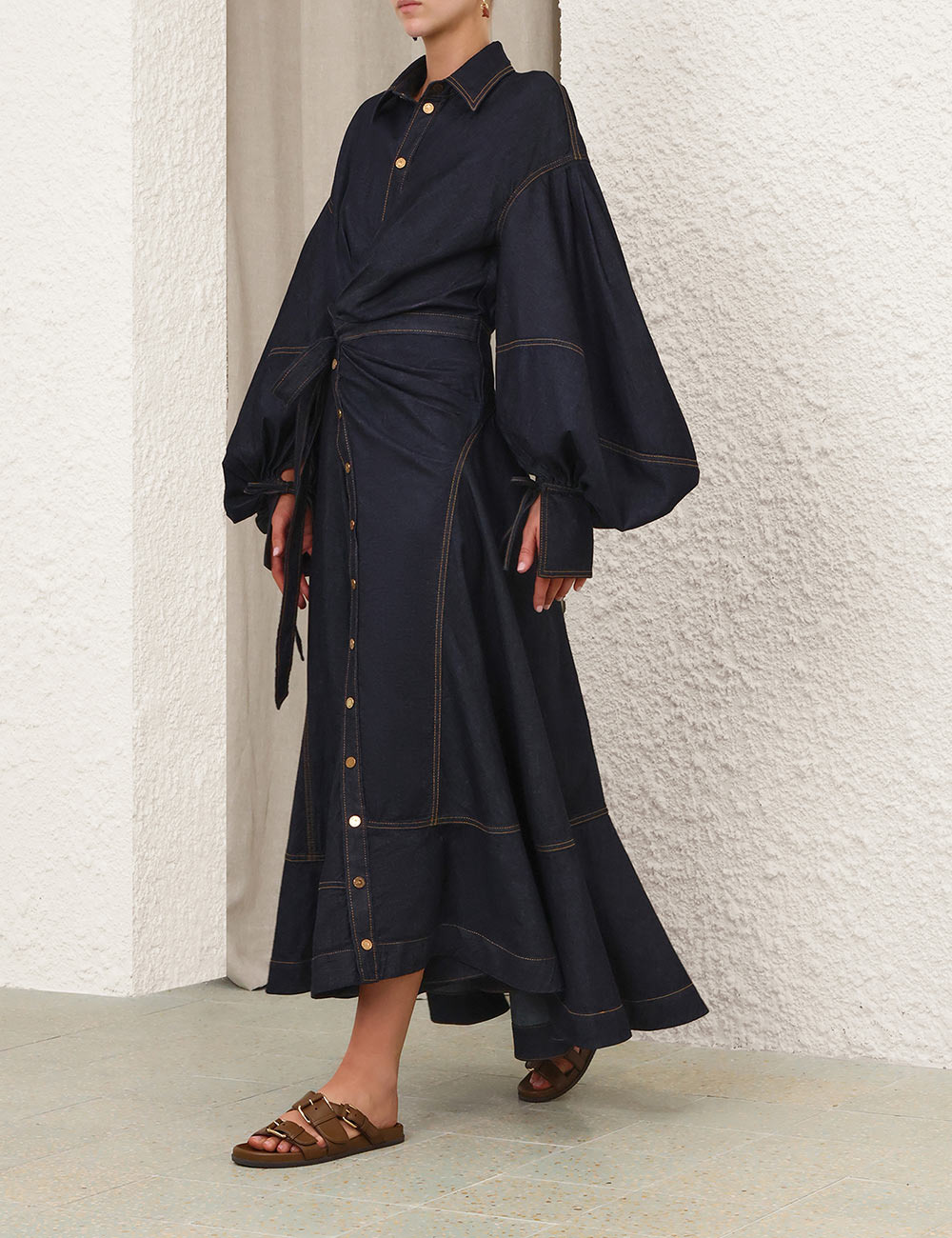 DENIM WRAP MAXI DRESS - 3