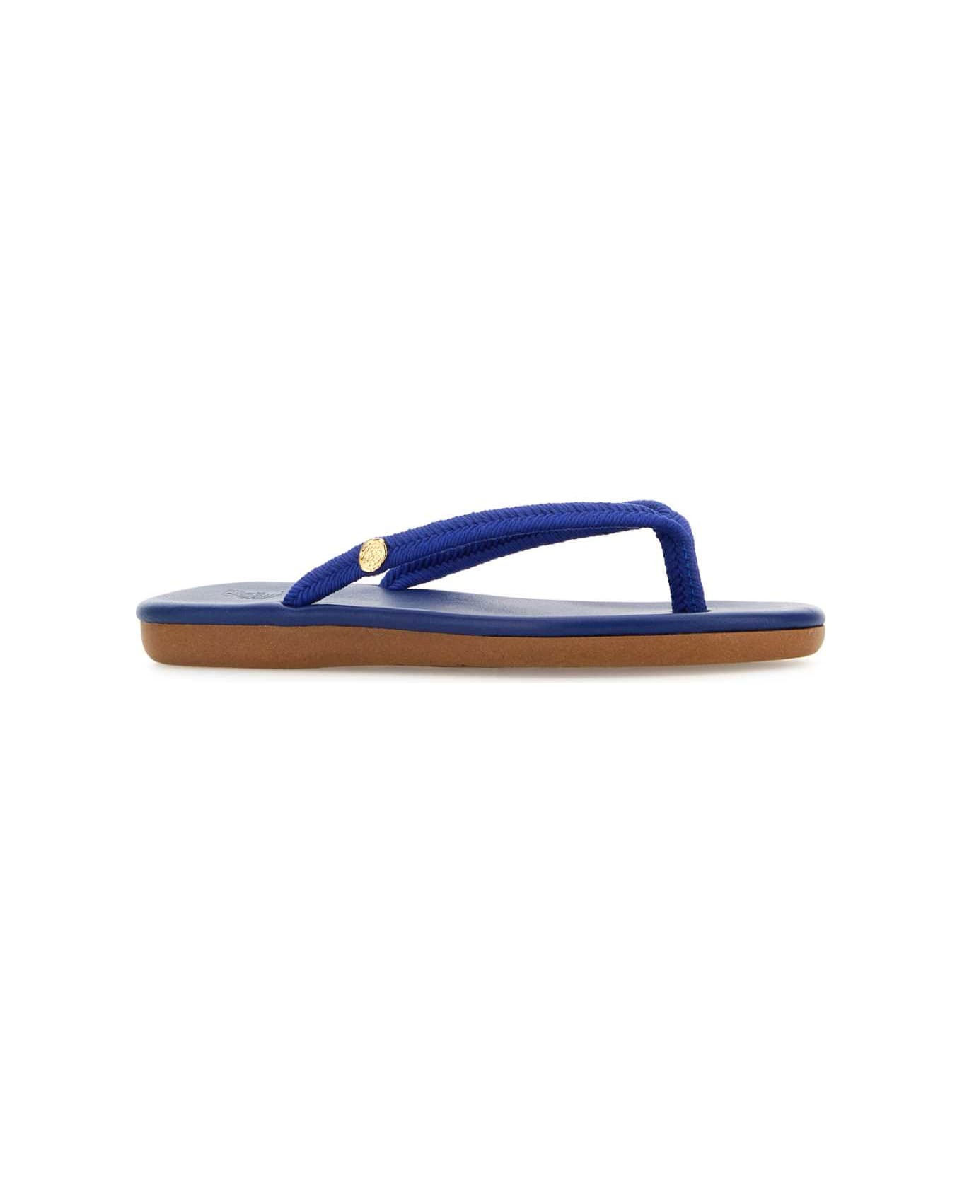 Blue Fabric Saionara Thong Slippers - 2