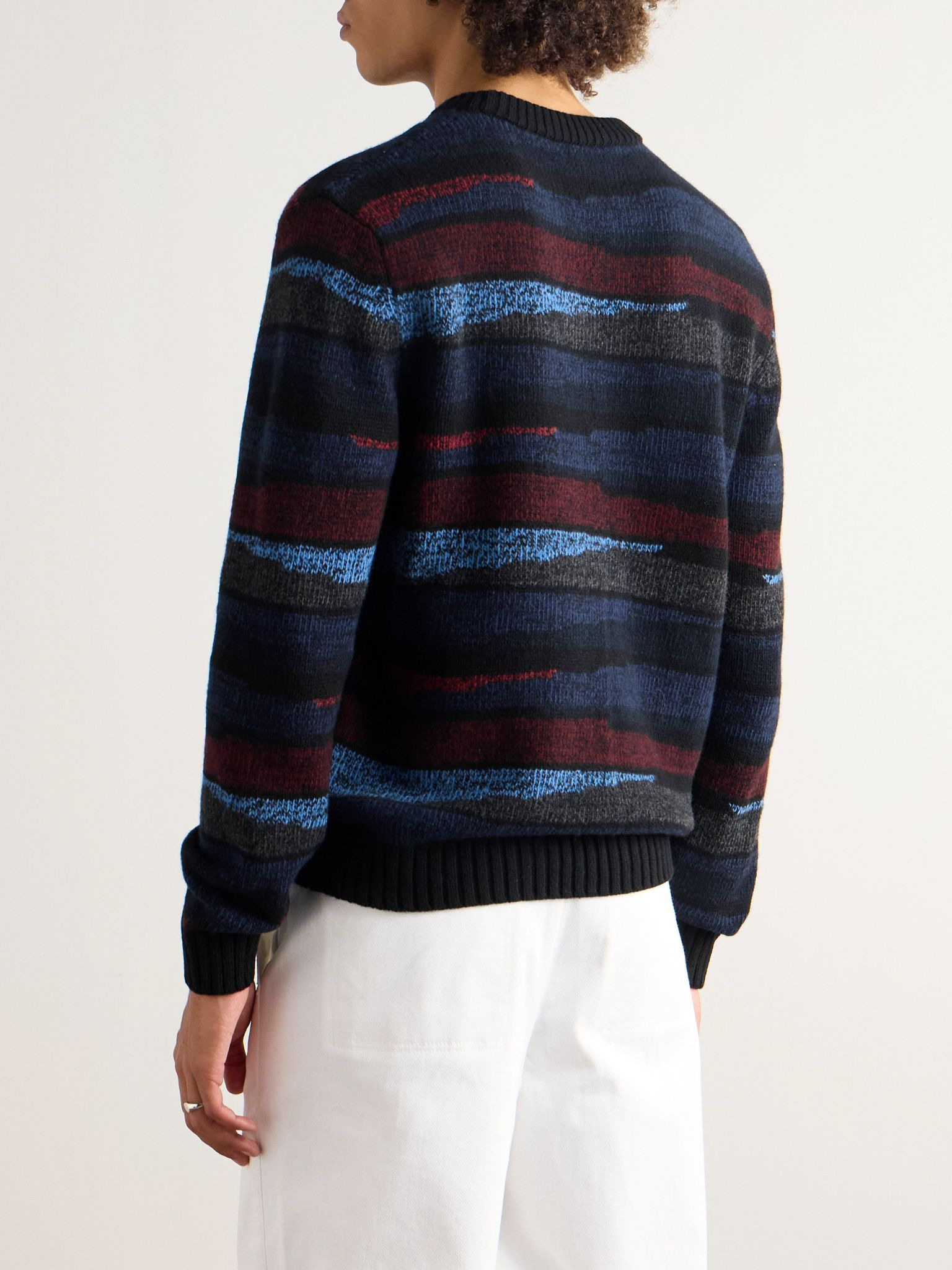 Intarsia Wool Sweater Navy - 3