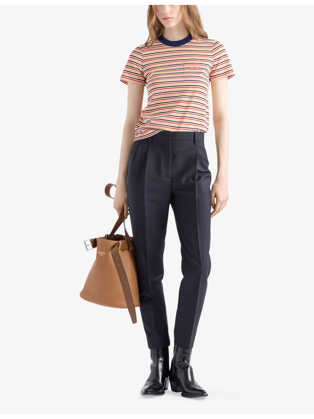 Logo-Patch Striped Cotton-Lisle T-Shirt - 2