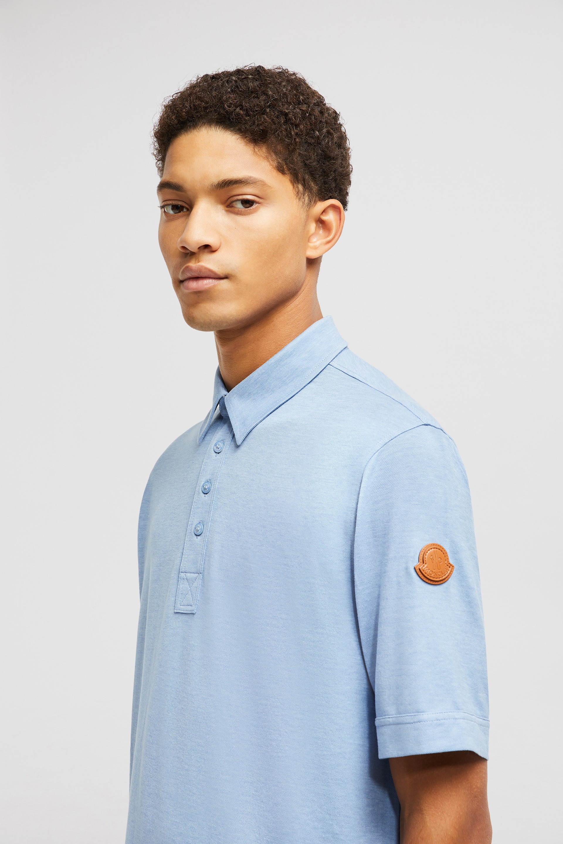 Double Leather Logo Cotton Polo Shirt - 4