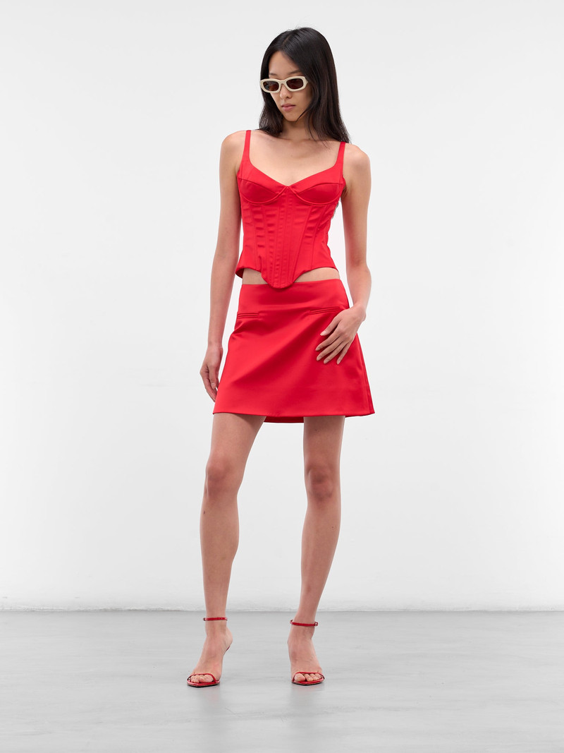 ANNA OCTOBER Red High Waist Mini Skirt outlook